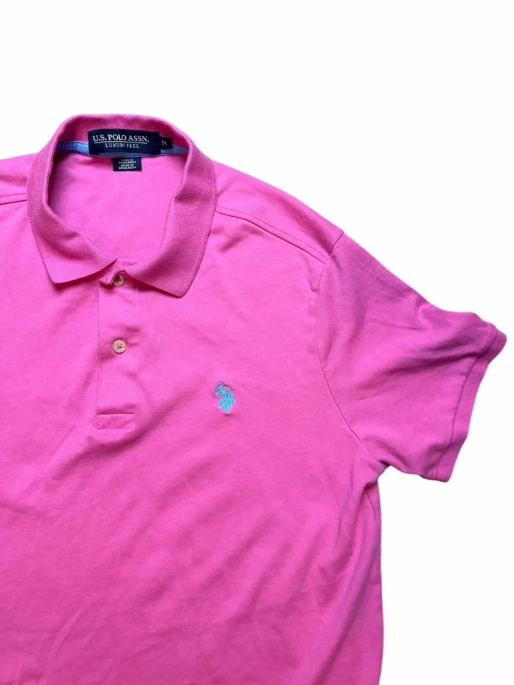 U.S. Polo Assn. Luxury Feel Men’s M Hot Pink Polo Shirt with Embroidered Pony